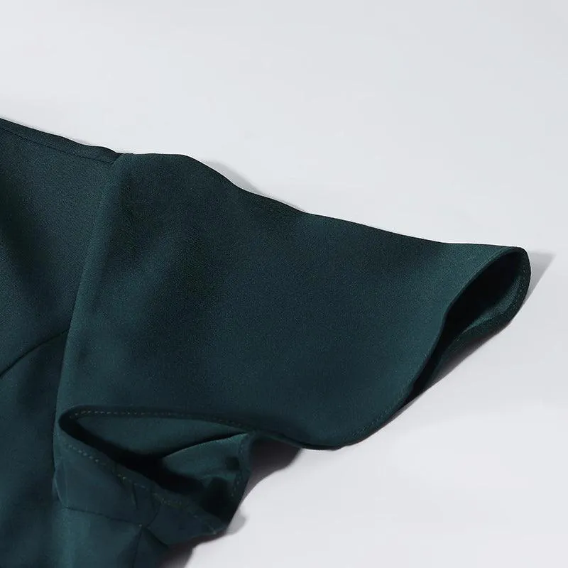 Dark Green Triacetate Wrap Dress