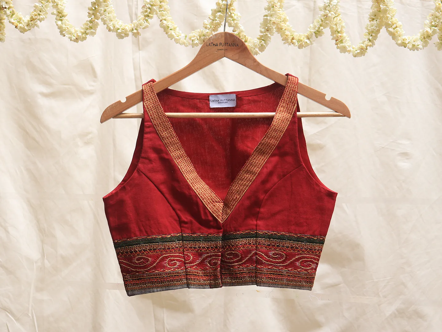 Dark red, cotton, Hand embroidery blouse