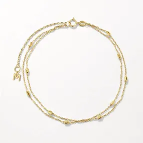 Double Chain Bead Station Bracelet in 10k Gold