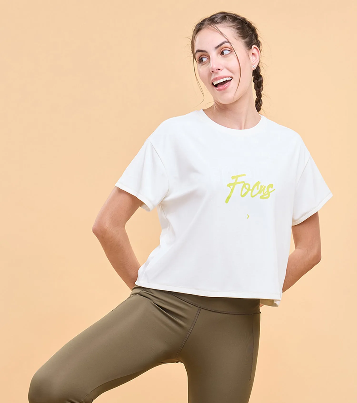 Enamor A311 Crop Graphic Tee - Relaxed Fit Crop T-Shirt with Inspirational Graphic