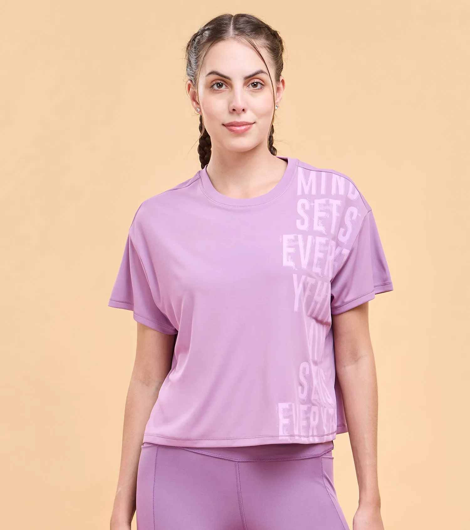 Enamor A311 Crop Graphic Tee - Relaxed Fit Crop T-Shirt with Inspirational Graphic