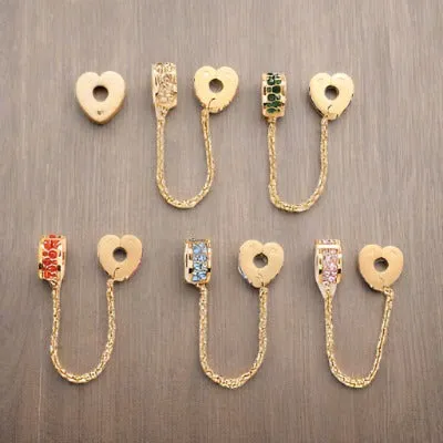 European Stopper Charms with Chain, Assorted Colours, Gold Stainless Steel (Purchase on Back Order 2-3 weeks)