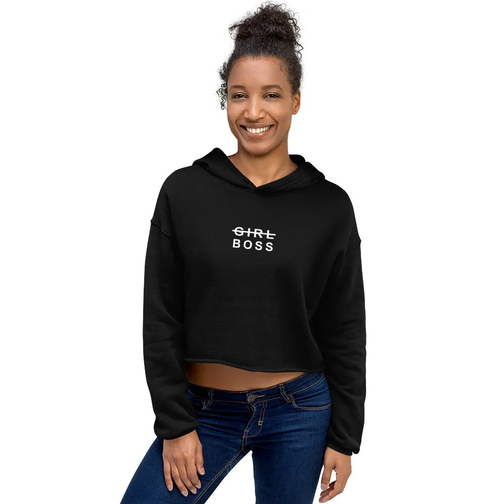 EVERYDAY FLEECE, COZY CHIC CROPPED HOODIE - GIRL BOSS