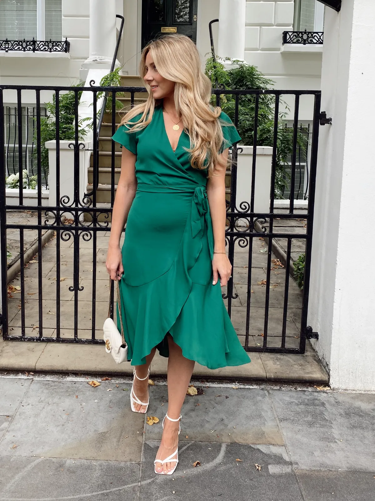 Faith Midi Ruffle Dress / Deep Green