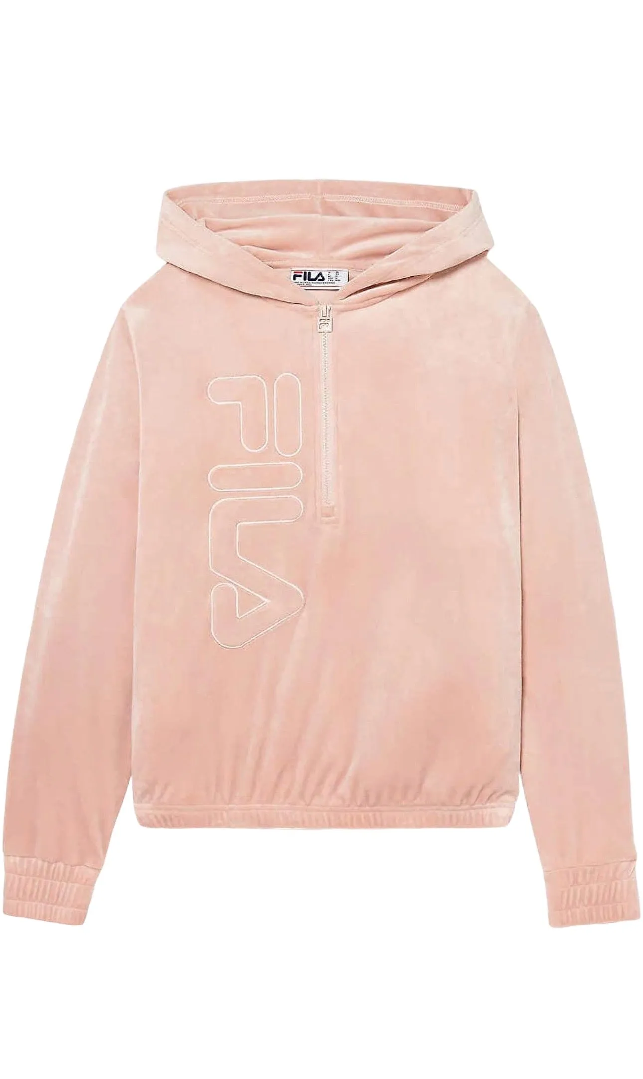 Fila Womens Velour Quarter Zip Hoodie Misty Rose Large