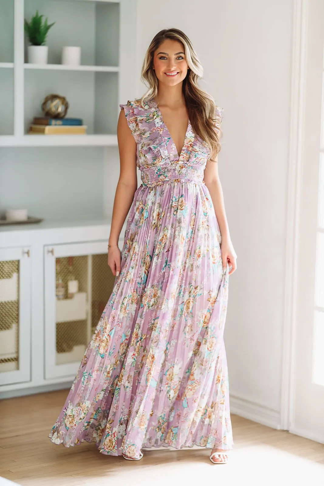 Floral For Keeps Maxi Gown - Purple