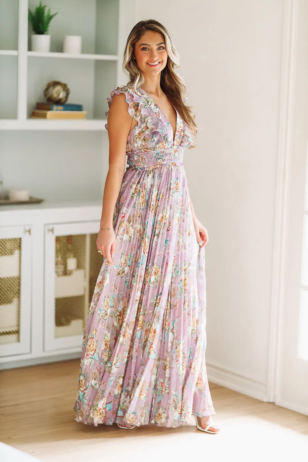 Floral For Keeps Maxi Gown - Purple