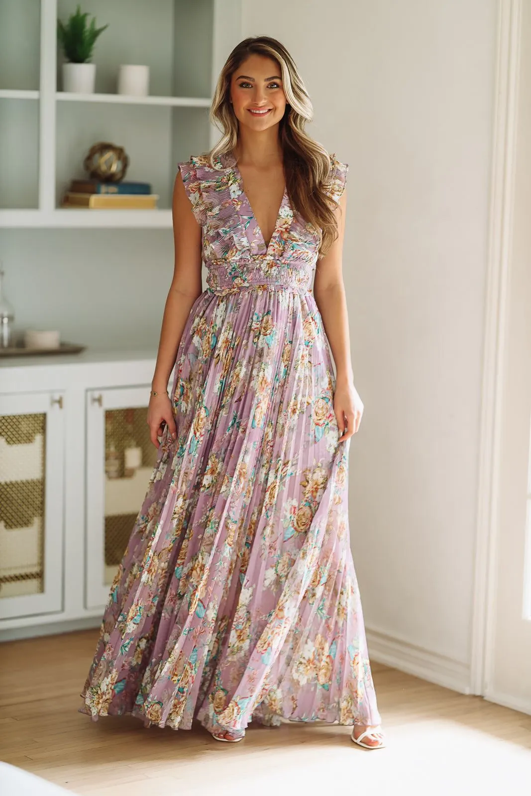 Floral For Keeps Maxi Gown - Purple