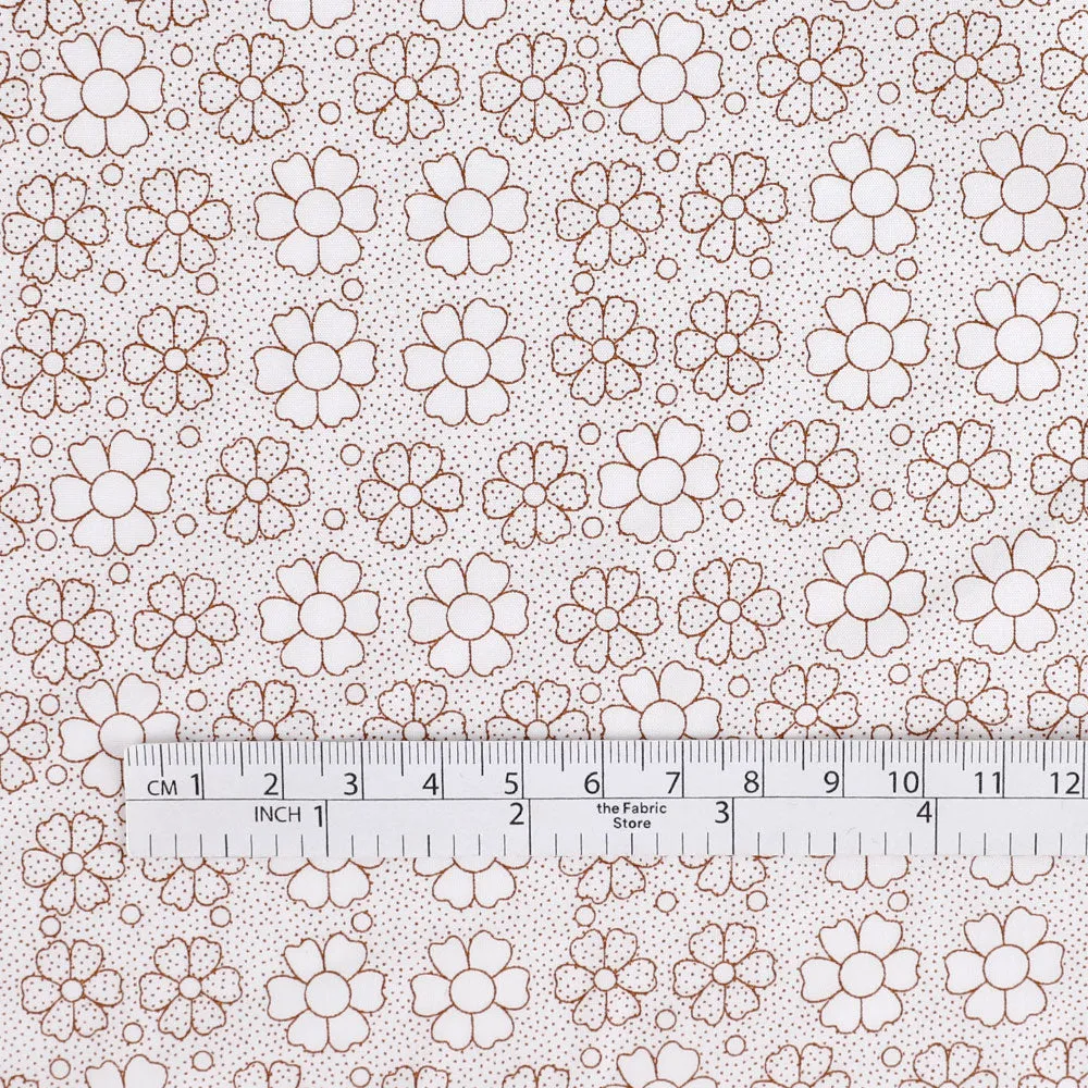 Freckled Flower Cotton - Brown / White