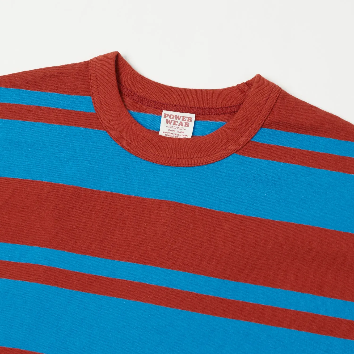 Freewheelers 'Power Wear' Random Striped Set-In Tee - Chilli Red/Sax