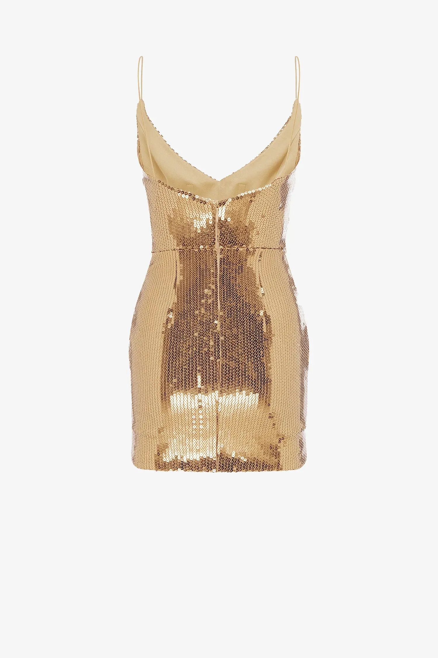 Gold Sequin Cowl Neck Mini Dress