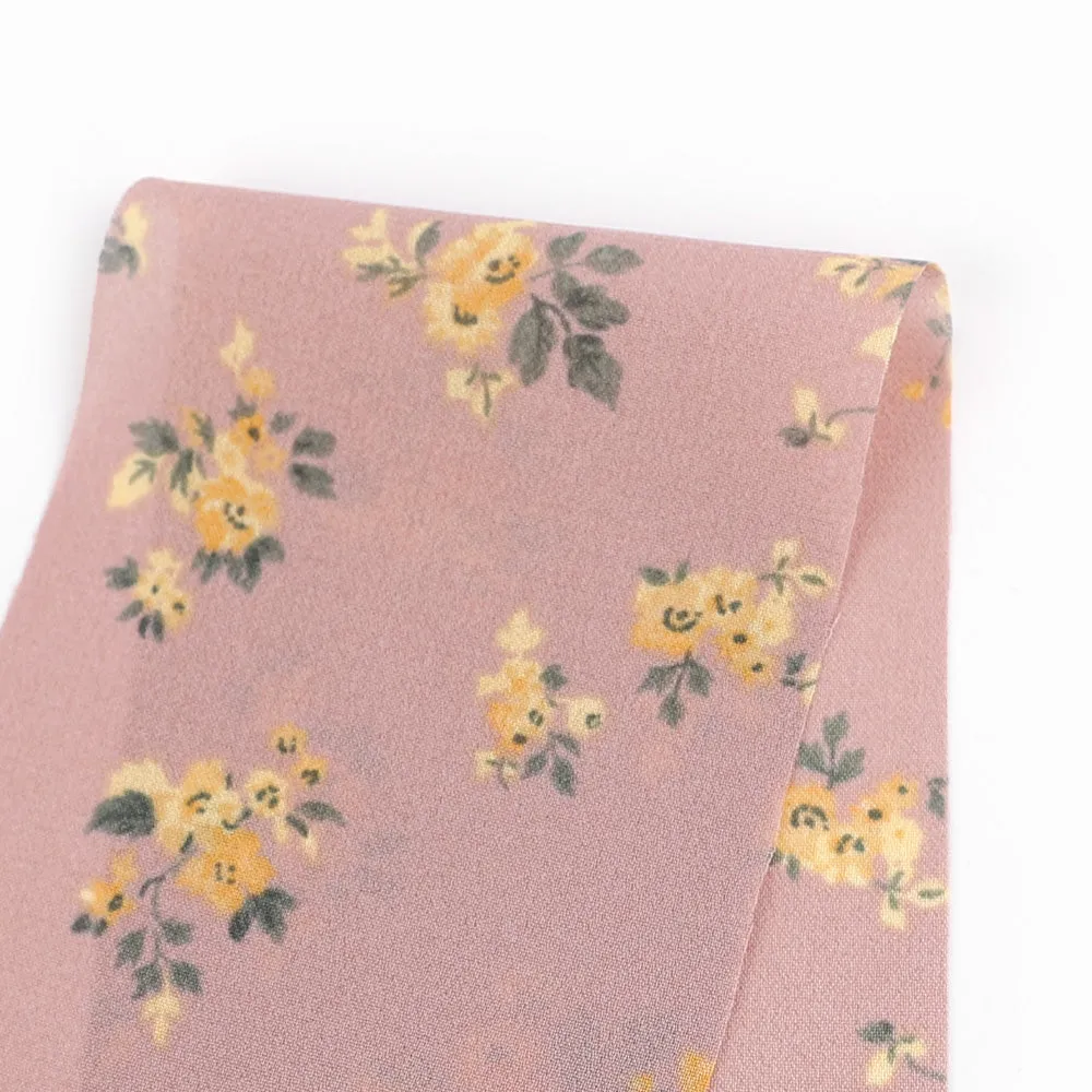 Golden Blooms Viscose Georgette - Vintage Rose