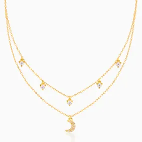 Golden Crescent Zircon Necklace