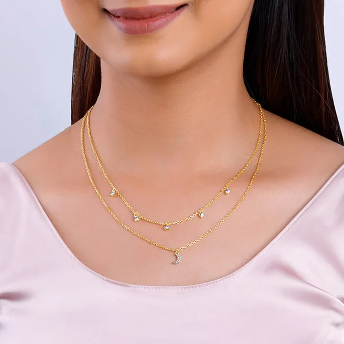 Golden Crescent Zircon Necklace