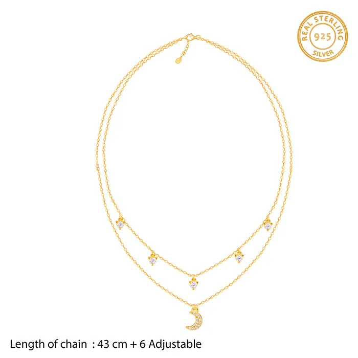 Golden Crescent Zircon Necklace