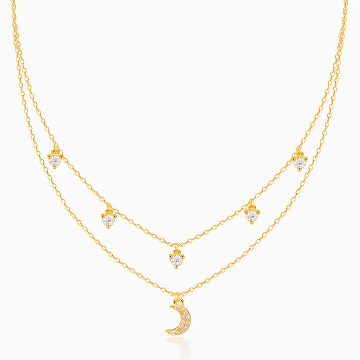 Golden Crescent Zircon Necklace