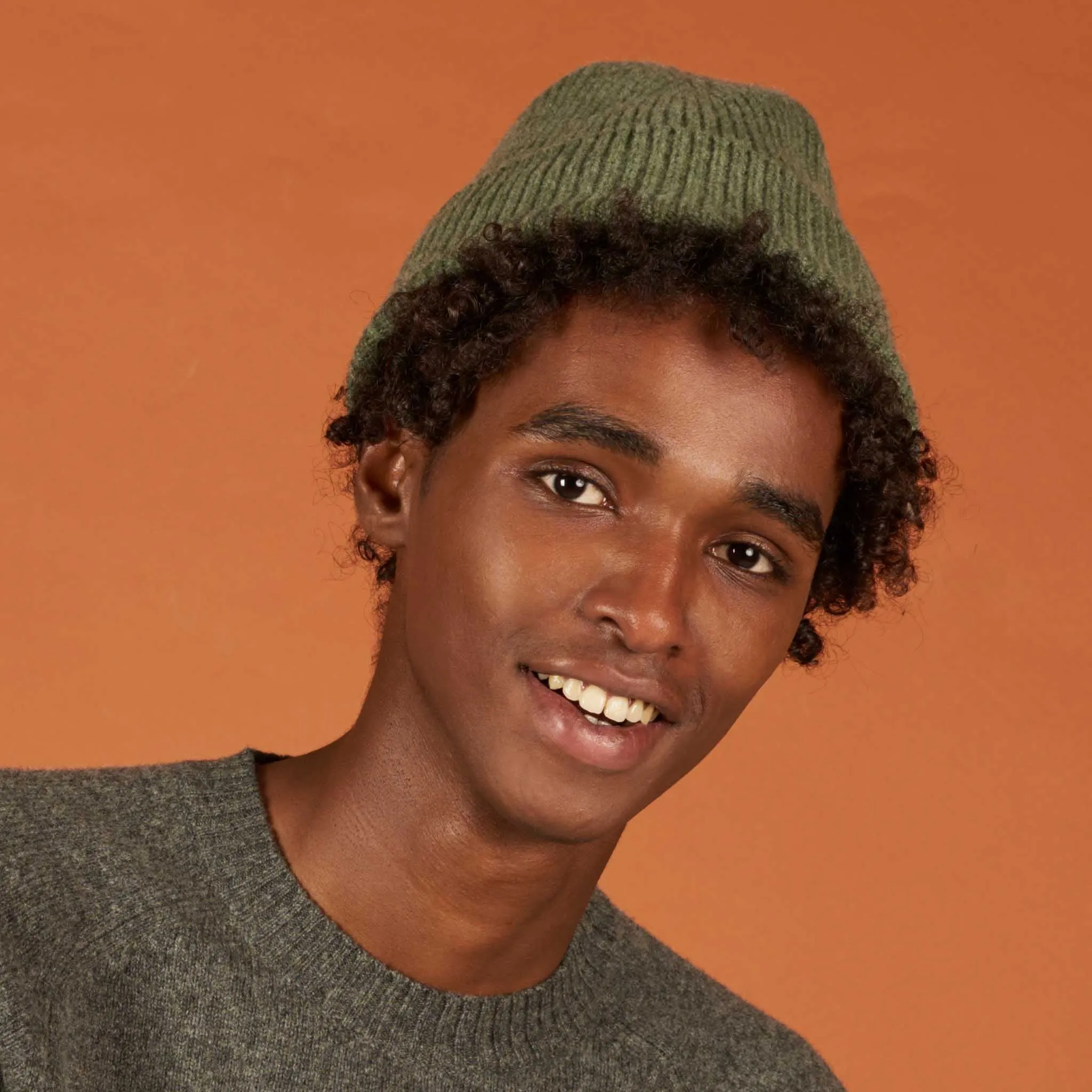 Green Cashmere Blend Beanie - Small Fit