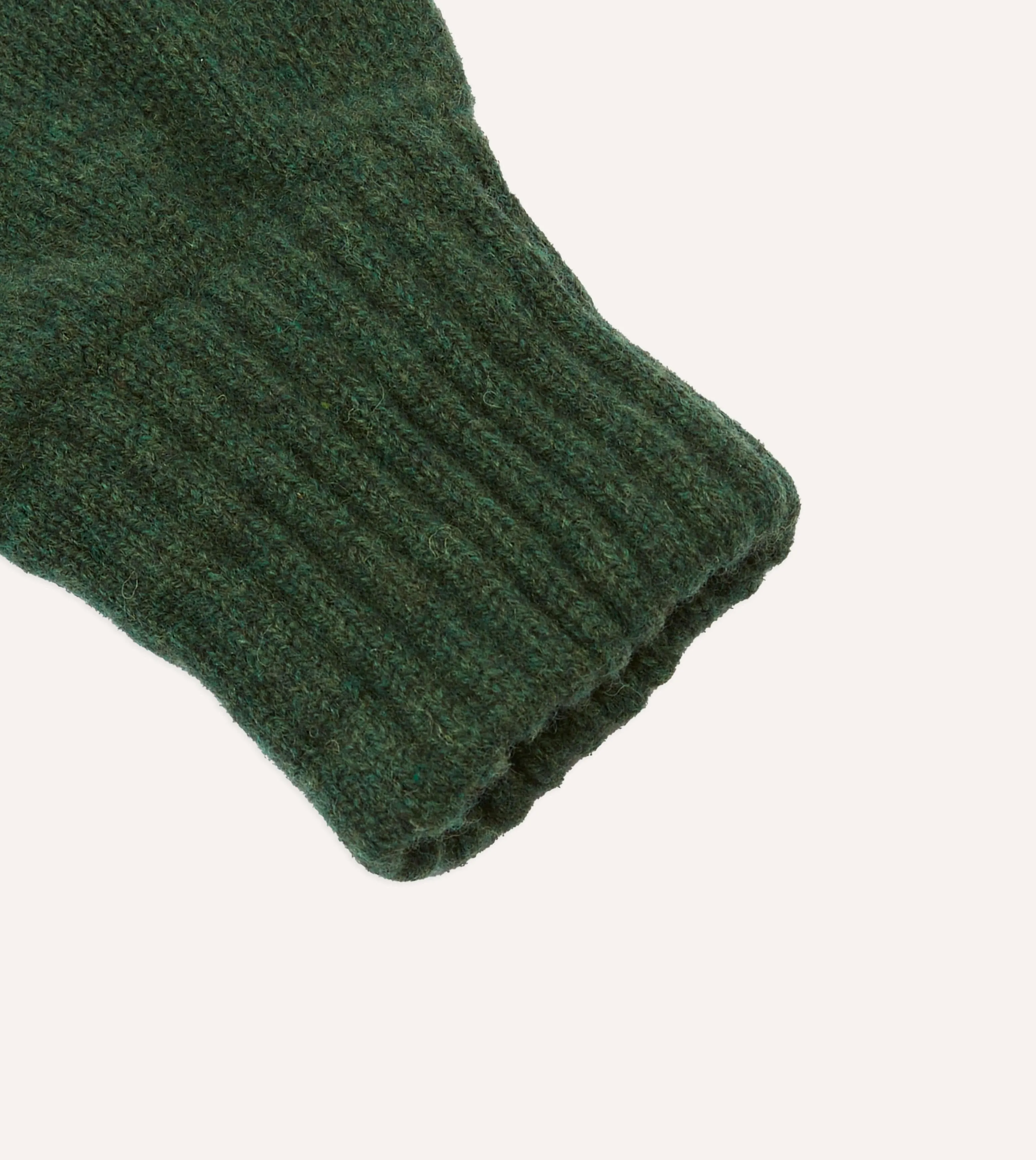 Green Lambswool Knitted Gloves