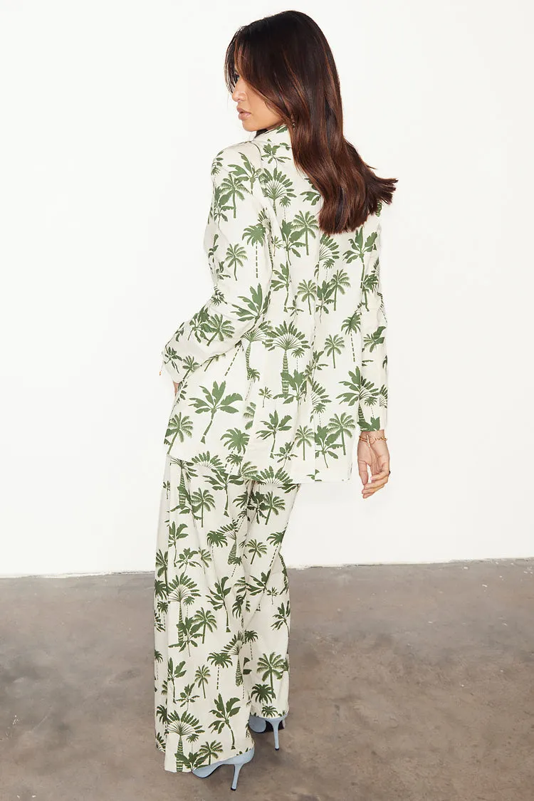 Green Palm Linen Rhea Trousers