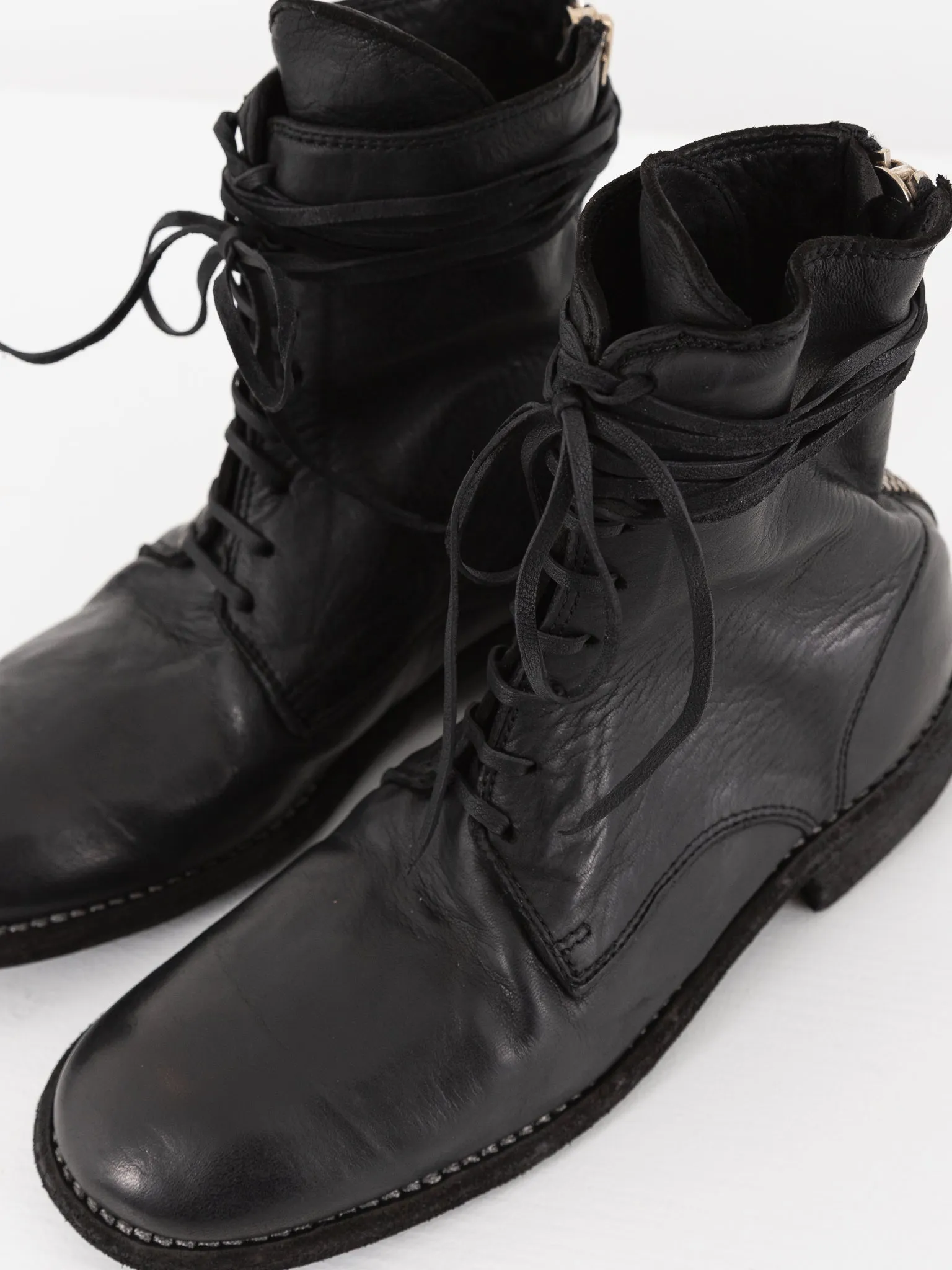 Guidi Front Tie/Back Zip Boot 995BZ, Black