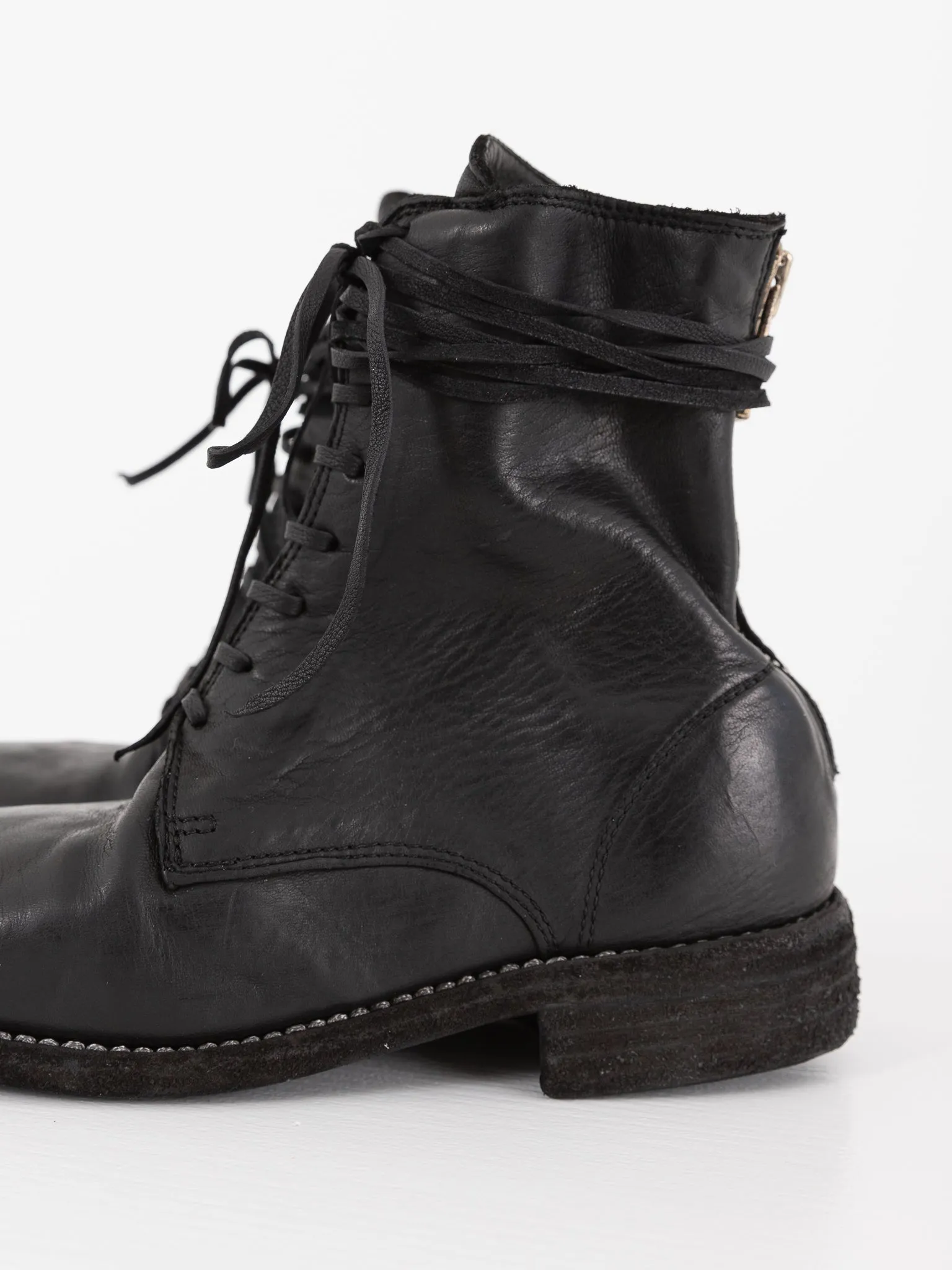 Guidi Front Tie/Back Zip Boot 995BZ, Black