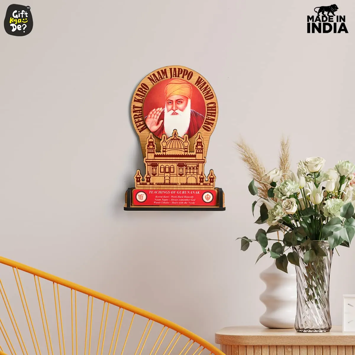 Guru Nanak Dev Ji & Guru Gobind Singh Ji Photo Frame Stand | Desk & Wall Decor | Sikh Guru's