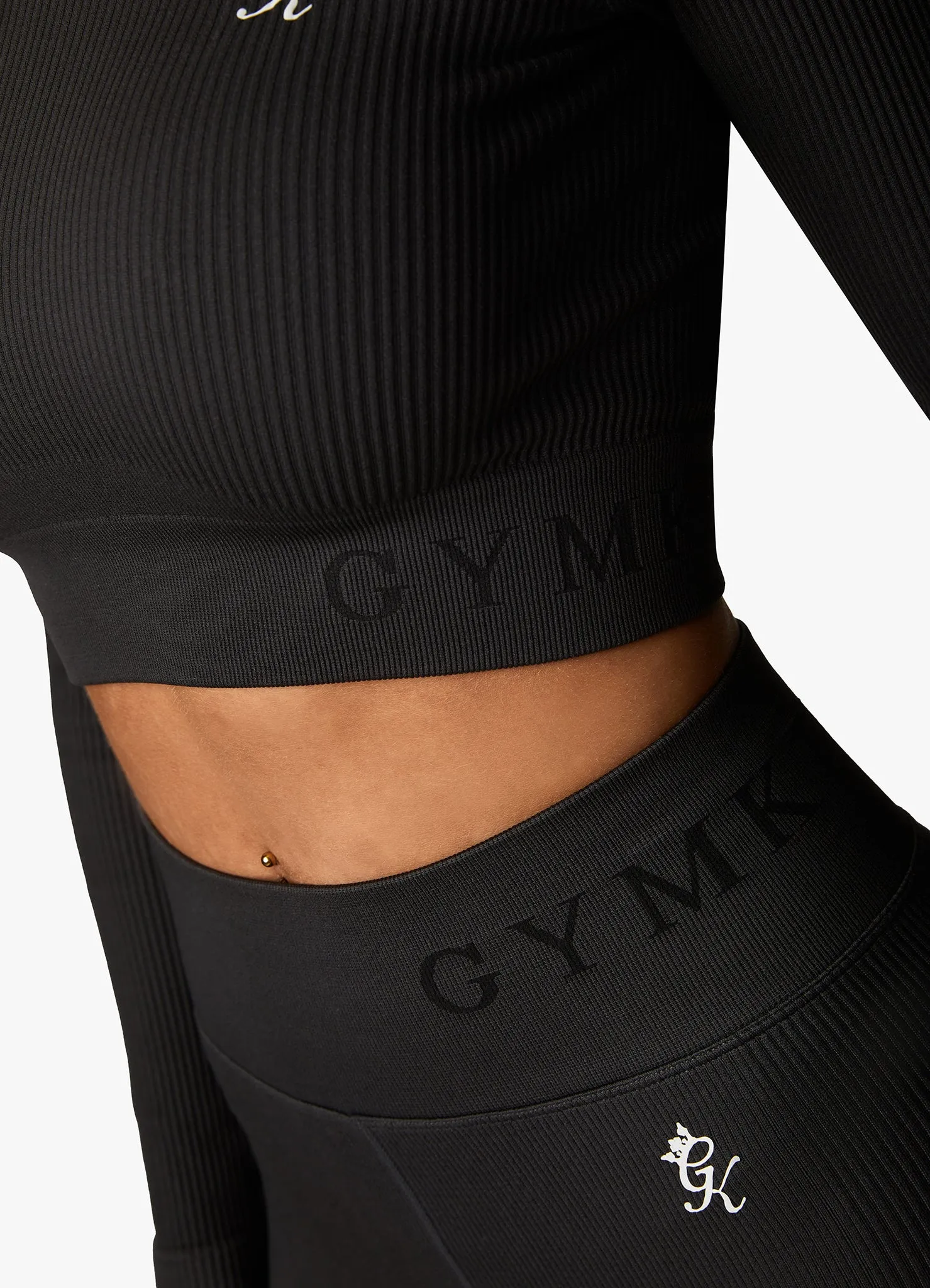 Gym King Formation Rib LS Crop - Dark Pewter