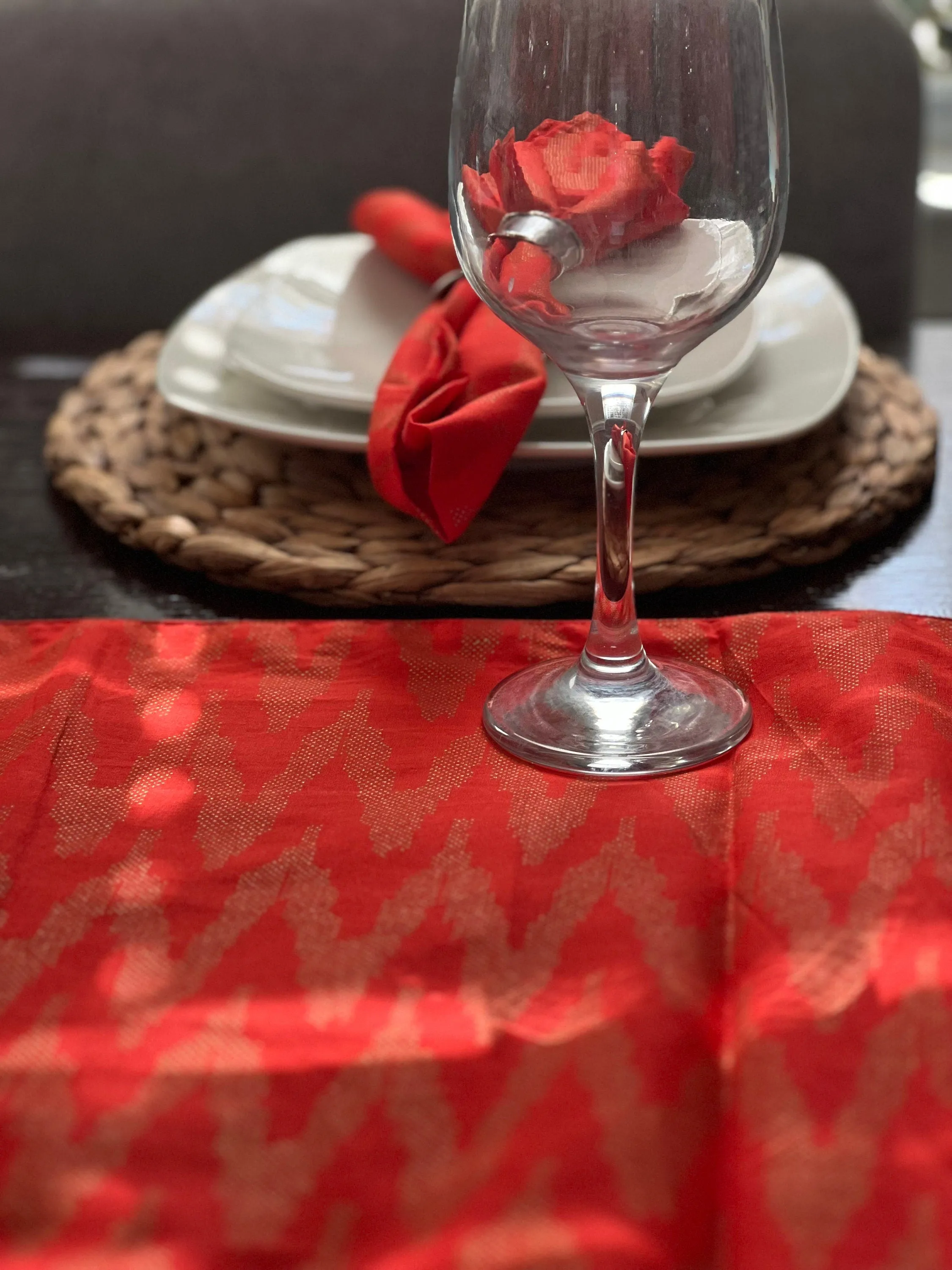 Handmade Red and Gold Cotton Cloth Table Runner, Wedding, Housewarming Party, Chritmas Table Decor, Christmas Gift