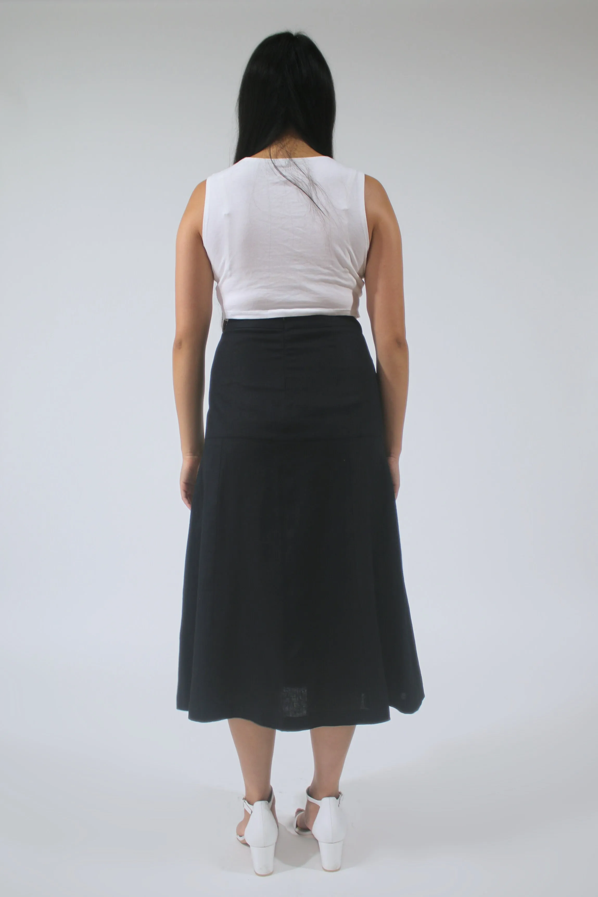 Helen 100% Linen Midi Skirt