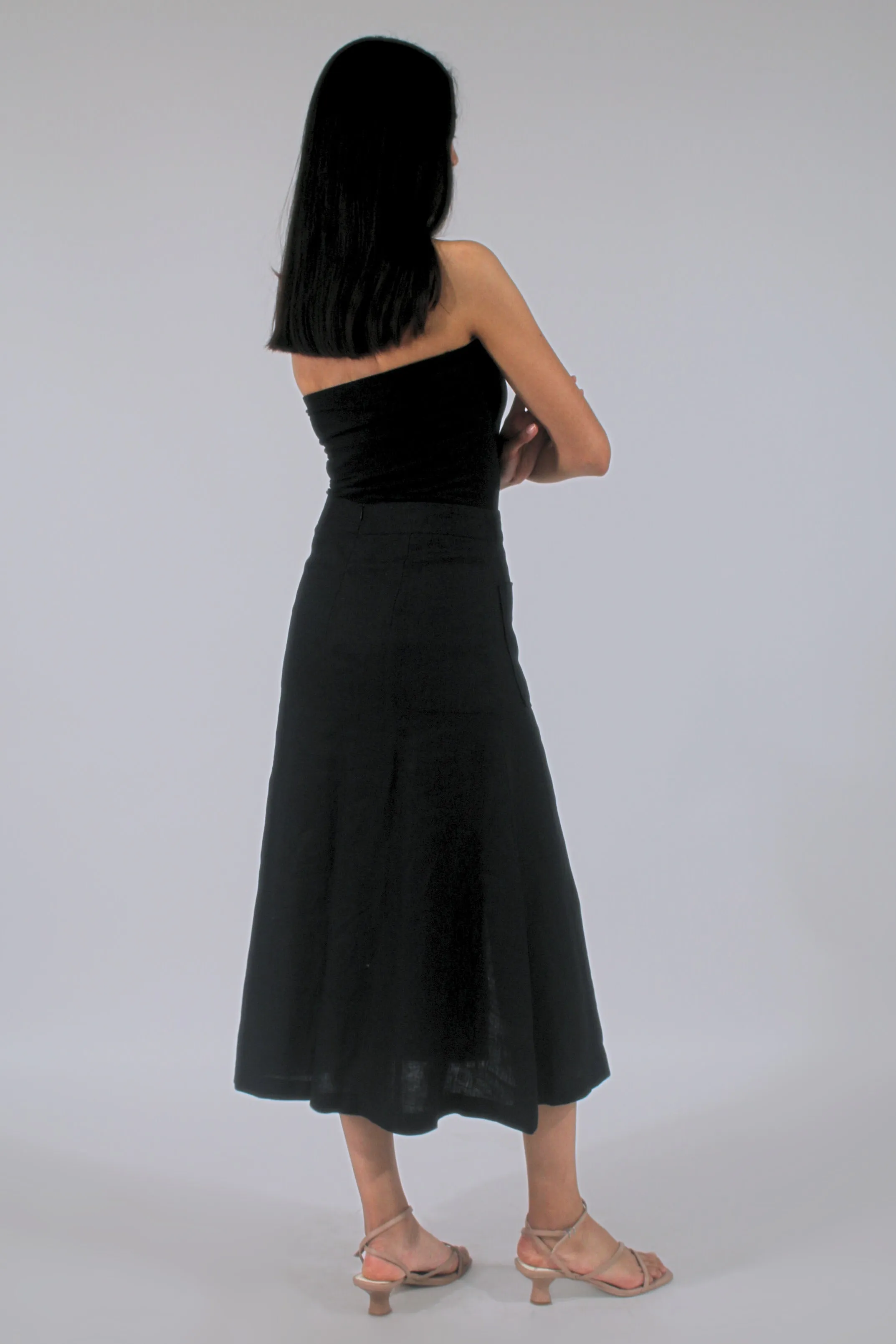 Helen 100% Linen Midi Skirt