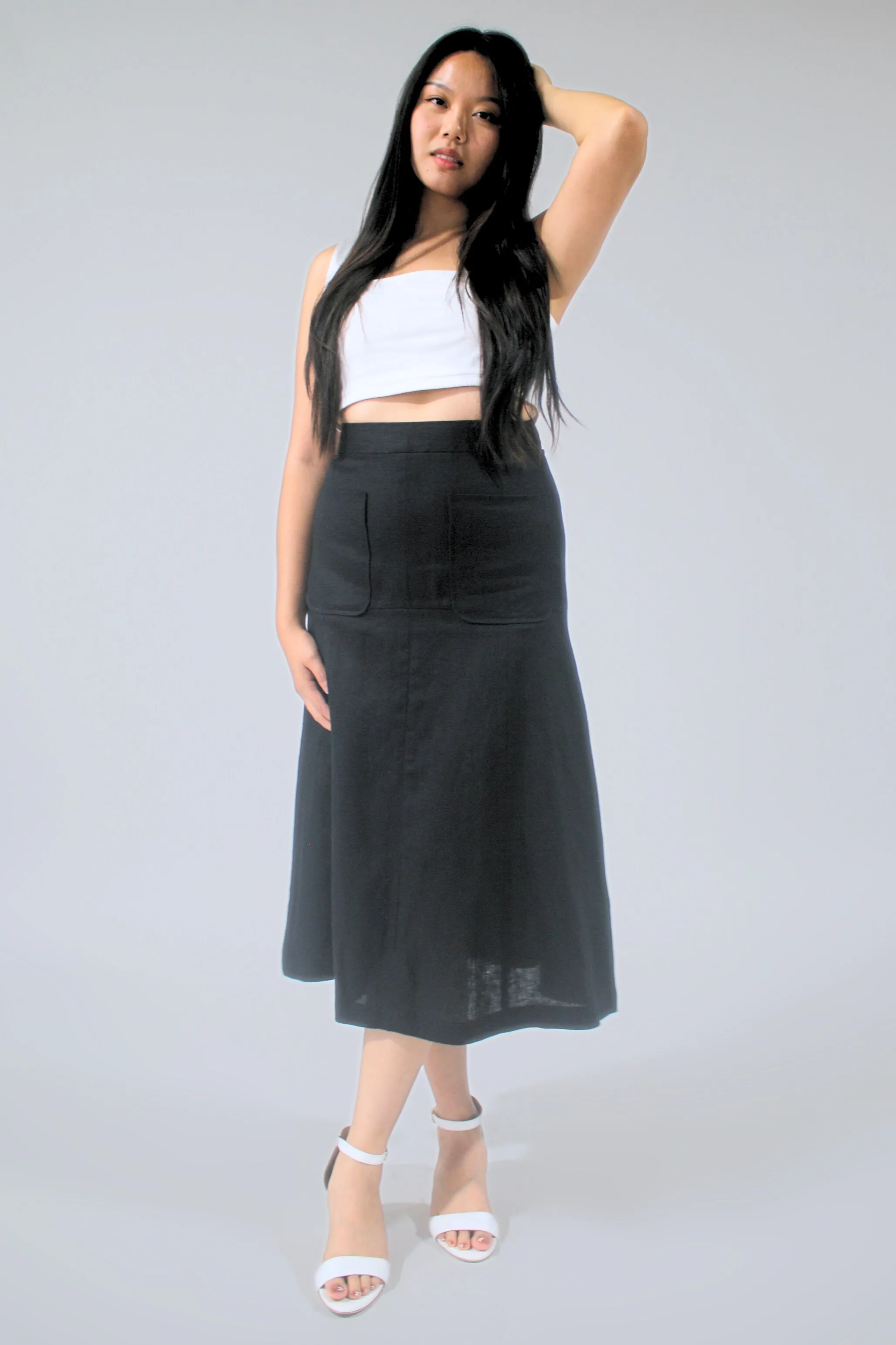 Helen 100% Linen Midi Skirt