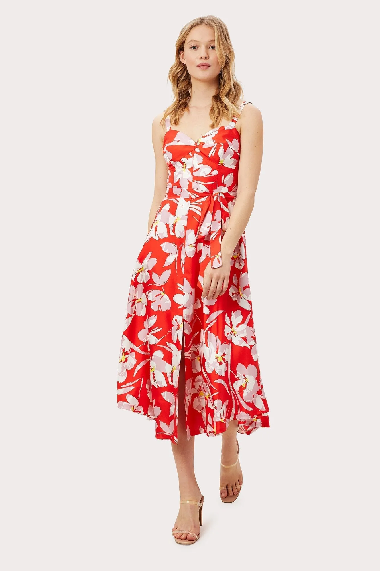 Hibiscus Print Bustier Midi Dress