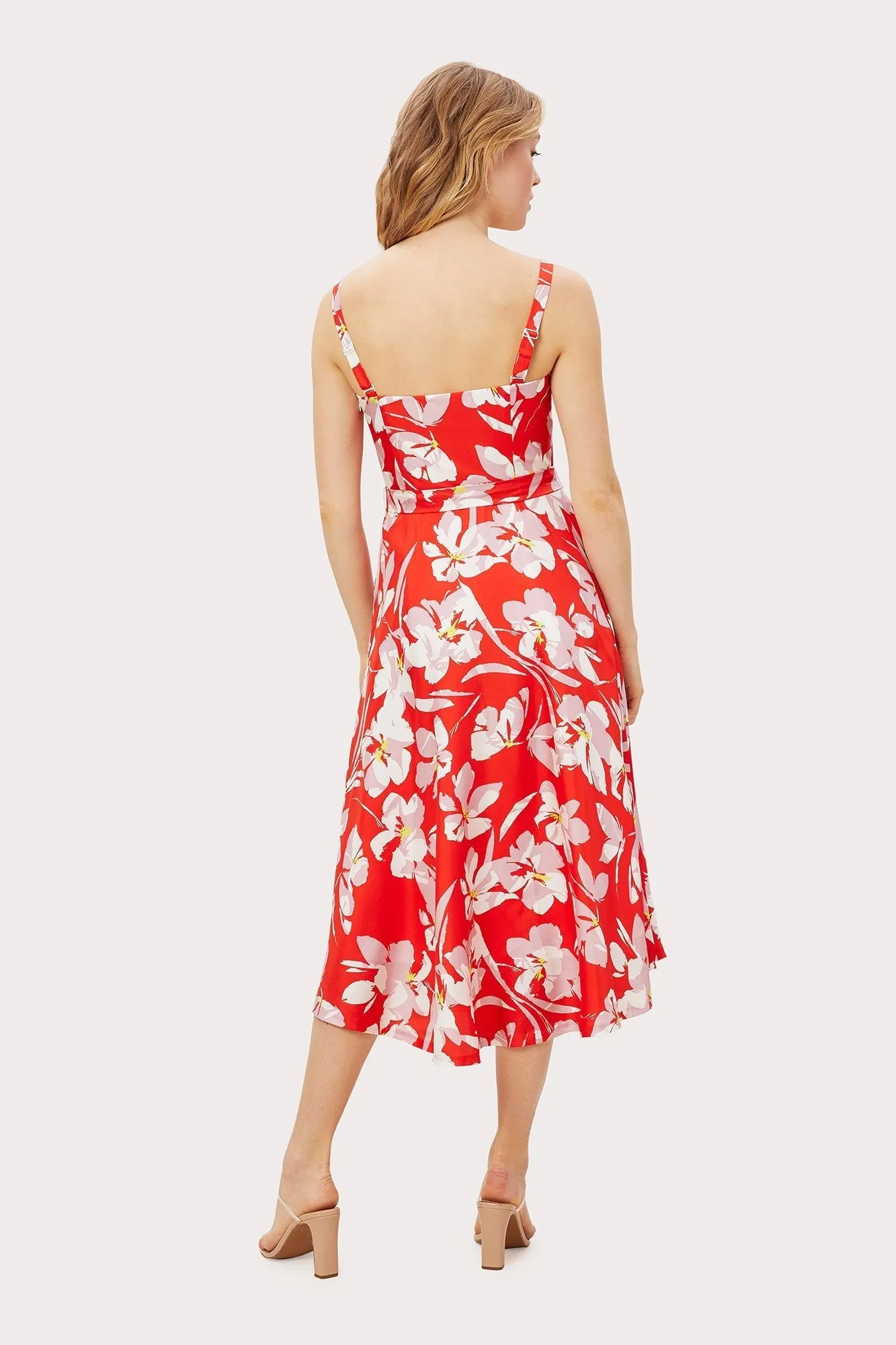 Hibiscus Print Bustier Midi Dress