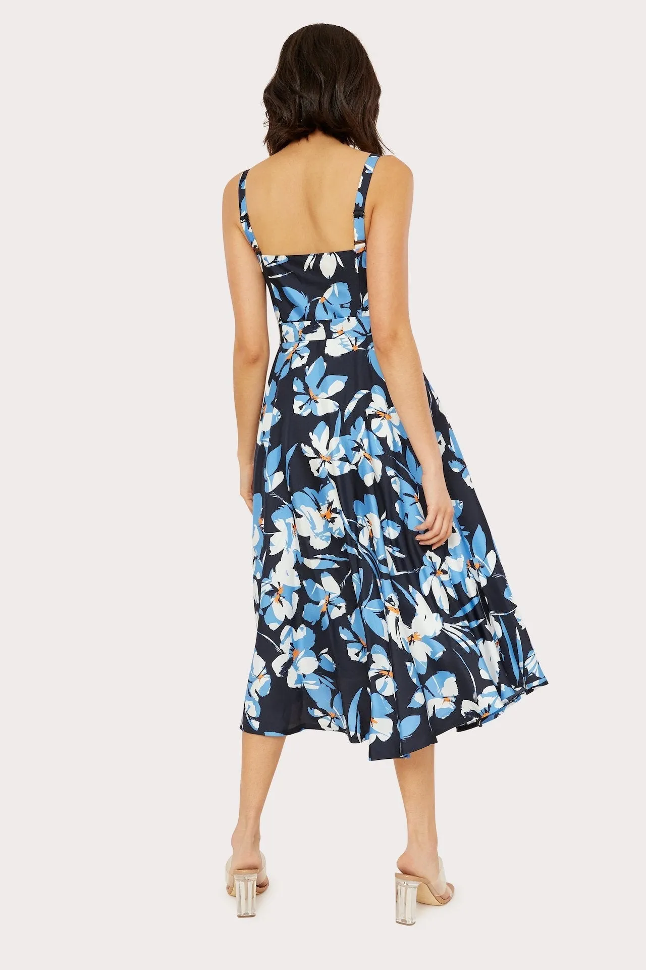 Hibiscus Print Bustier Midi Dress