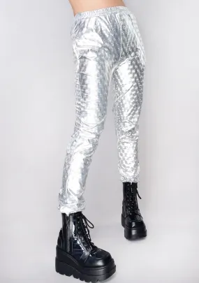 High Frequency Silver Hologram Drawstring Pants