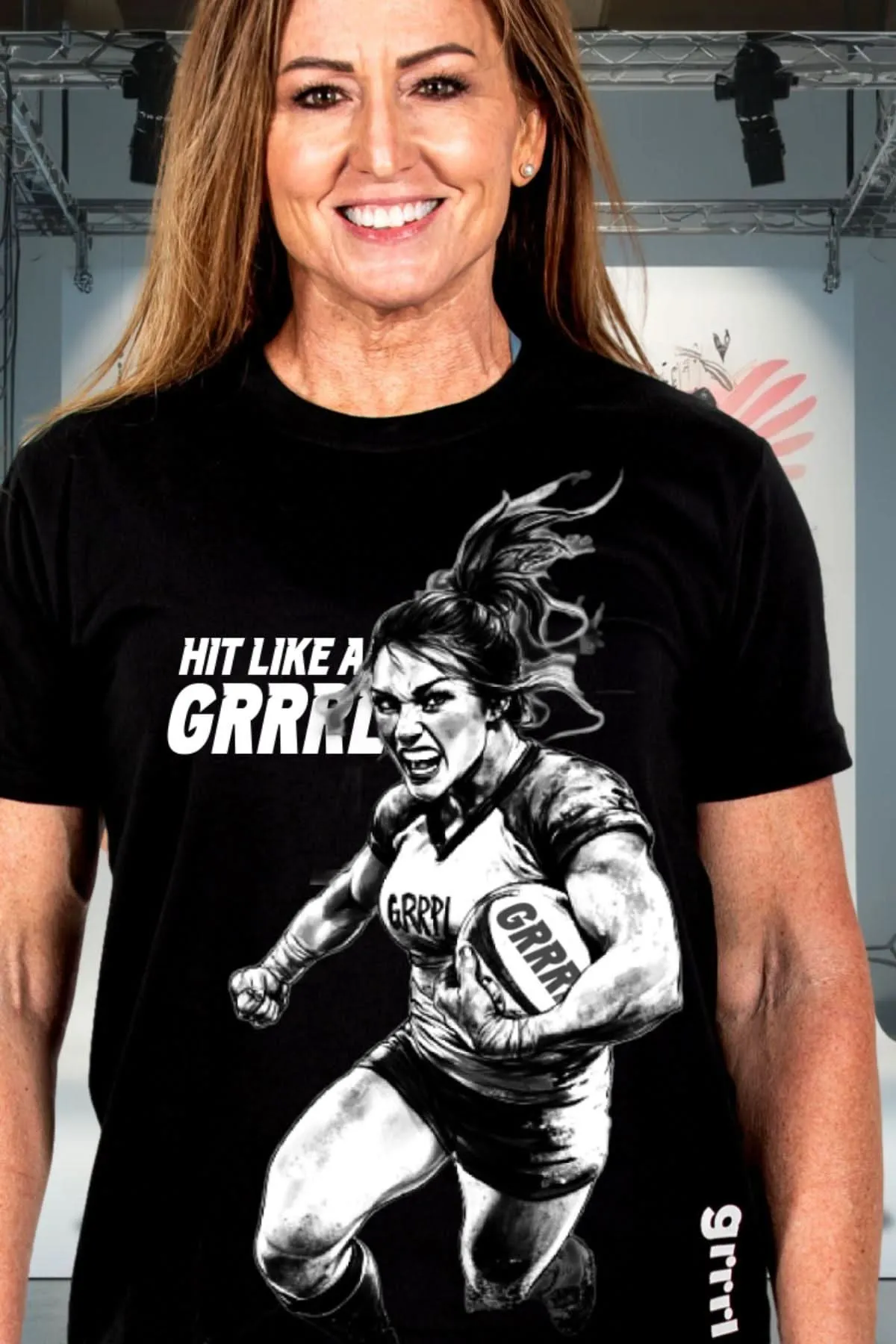 Hit Like A GRRRL Black Performance Tee (Rugby)