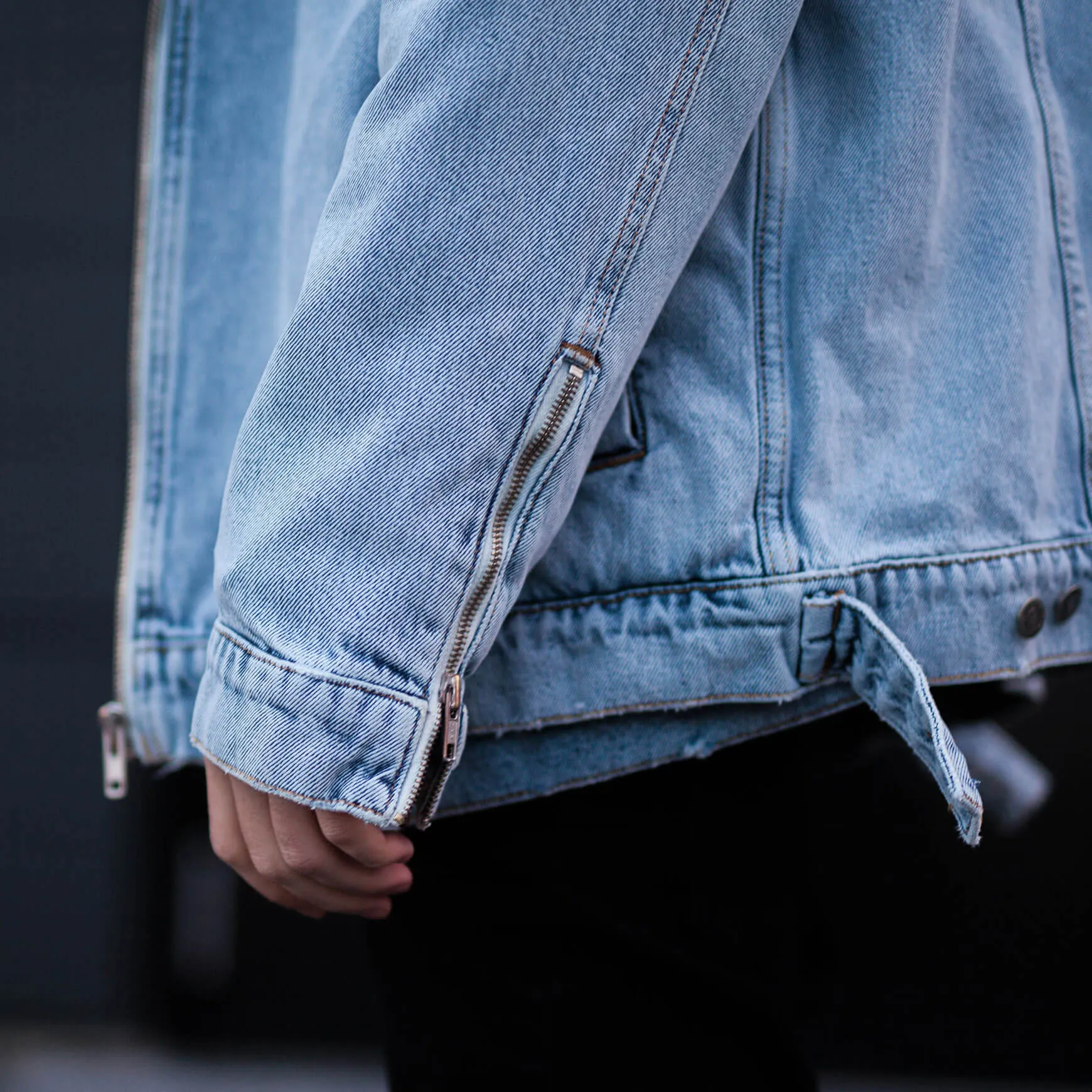 Hooded Denim Jacket Light Blue