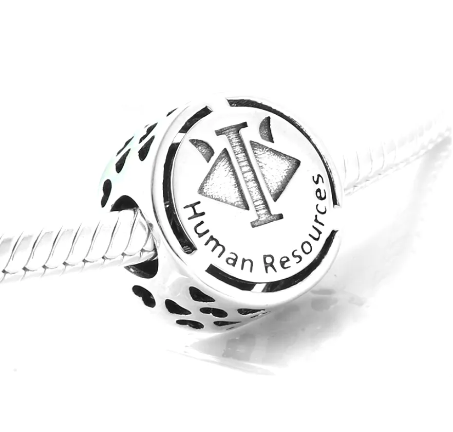 Human Resources HR Charm 925 Sterling Silver