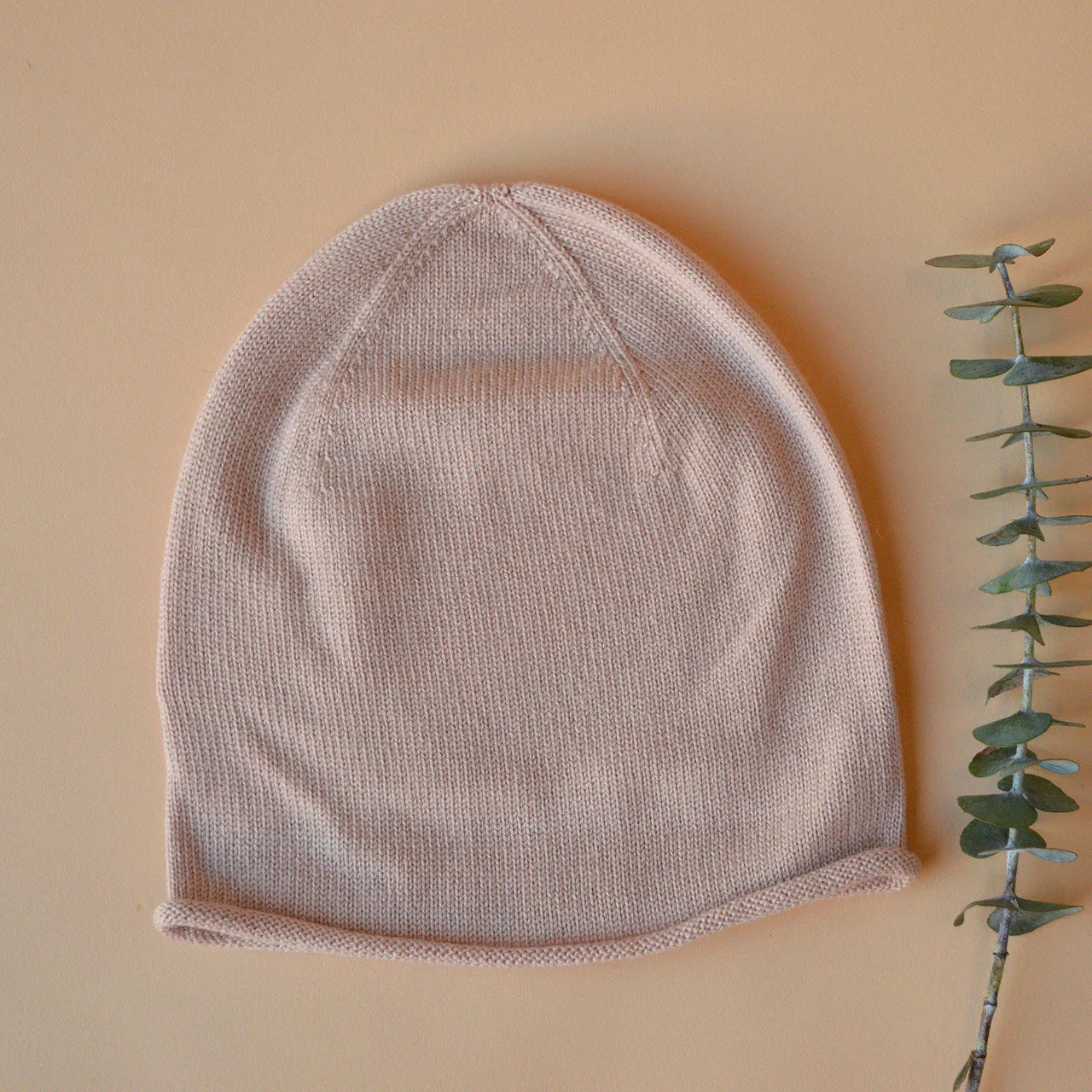 Hvid Jersey Beanie - 100% Merino Wool (2-6y)