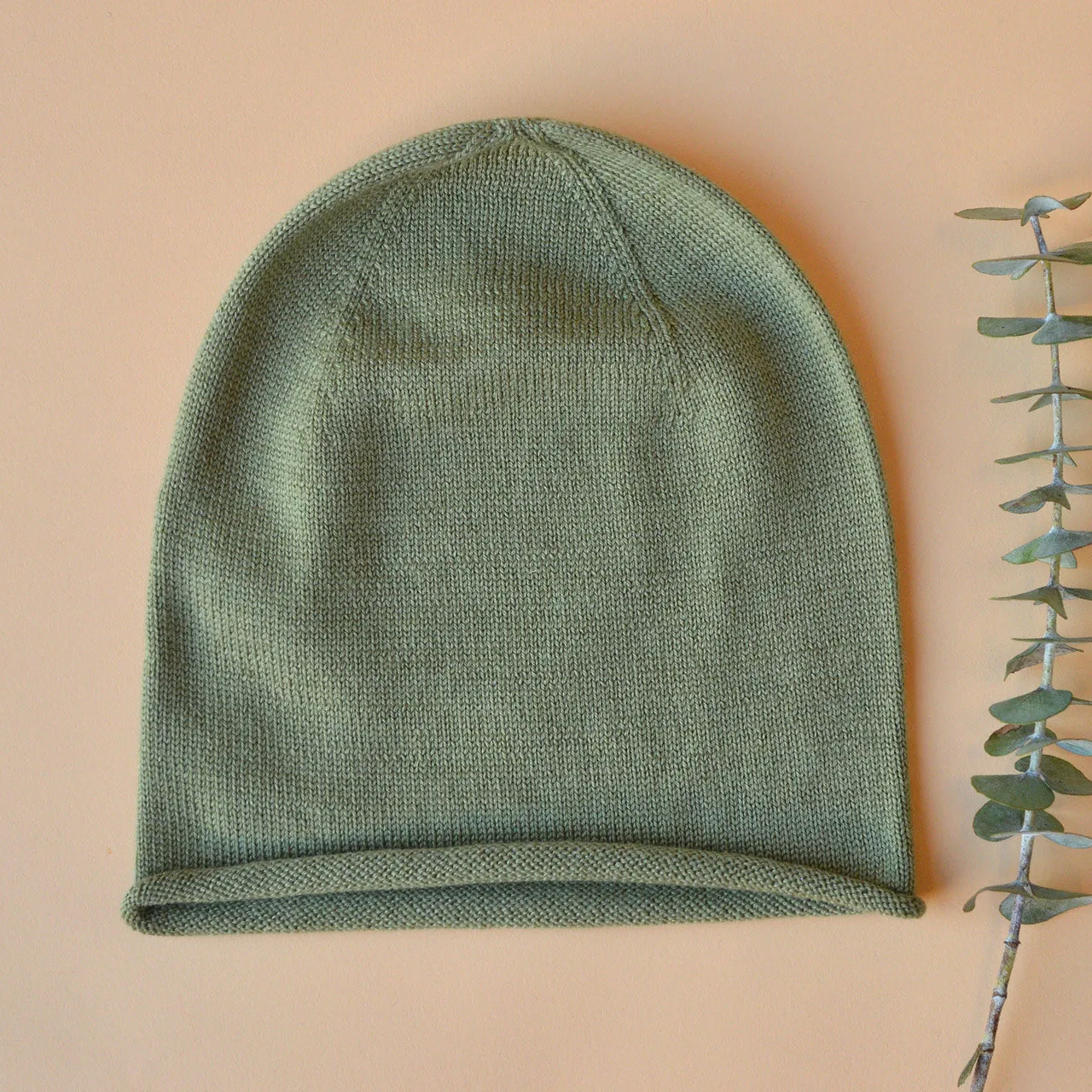 Hvid Jersey Beanie - 100% Merino Wool (2-6y)