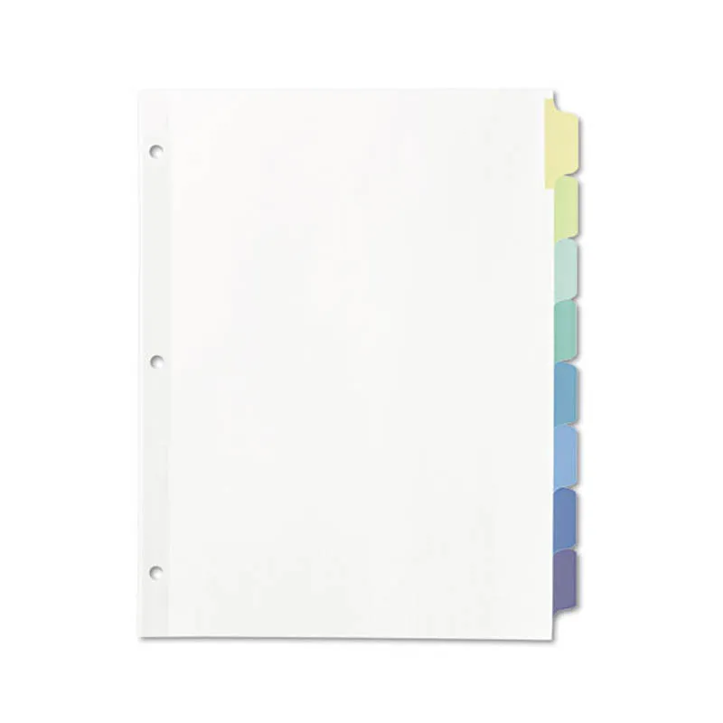 Index Maker Clear Label Punched Dividers w/ Contemporary Color Tabs, 8-Tab, Letter