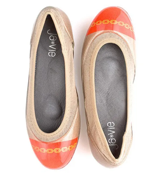 ja-vie chain Flame/nude jelly flats shoes