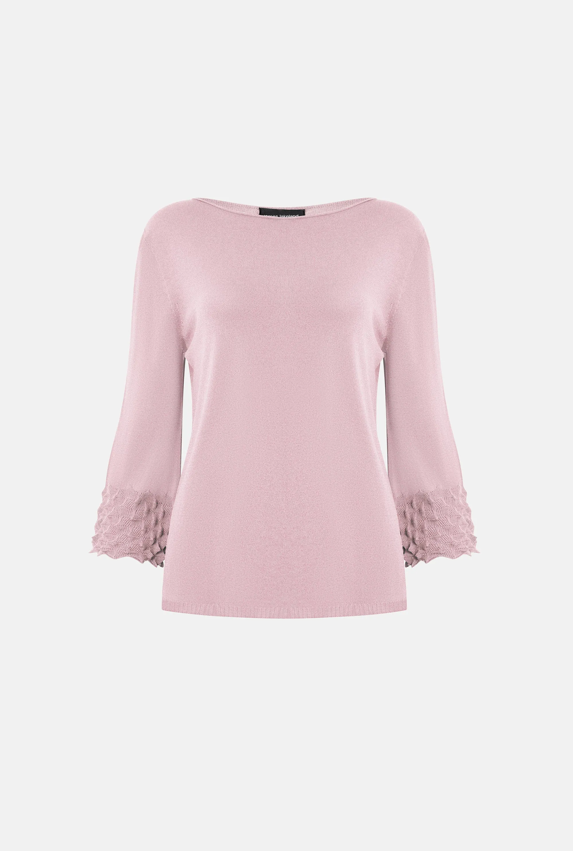 Knitted Detail Scoop Neck Jumper Pale Pink