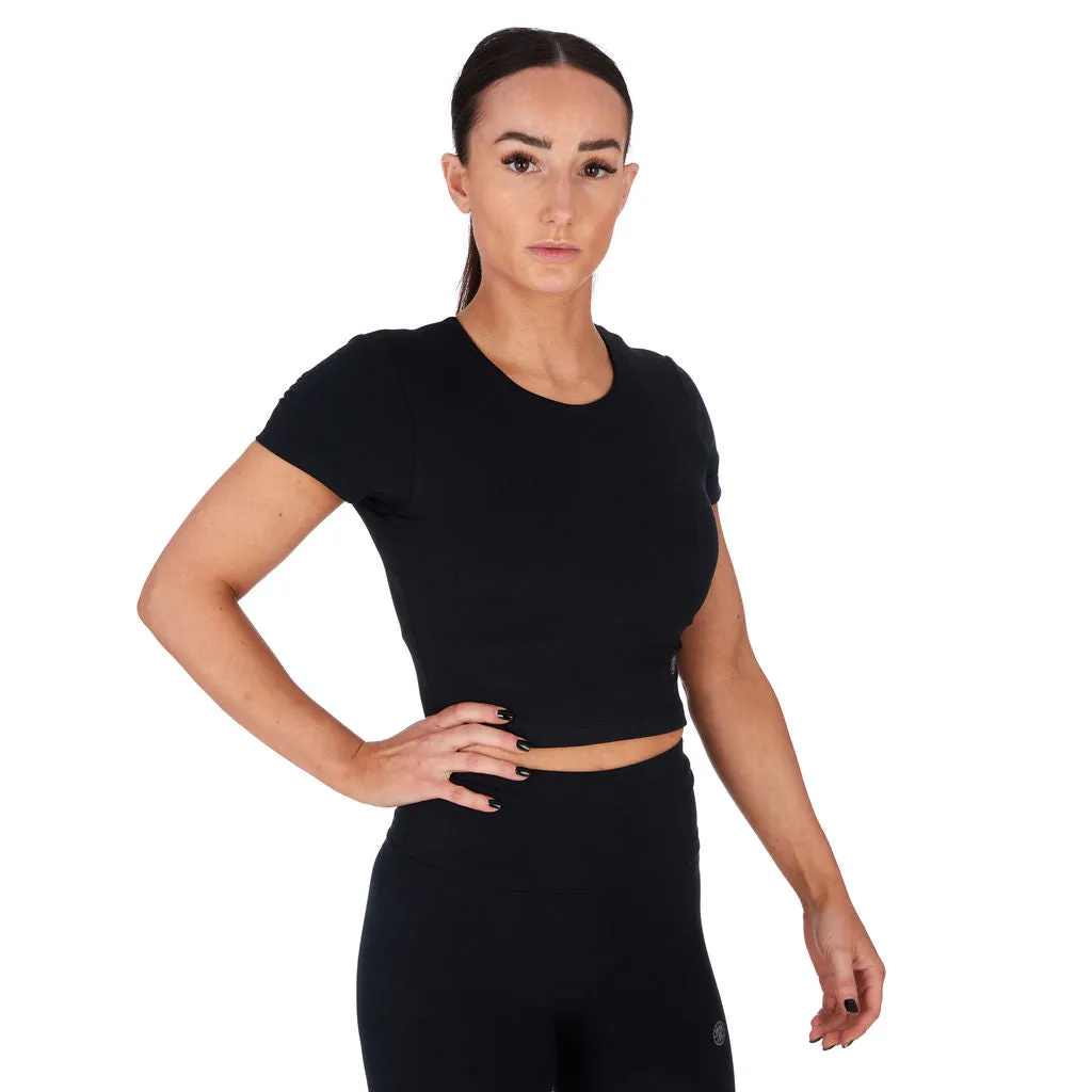 Ladies Fusion Cropped Training Top - Black