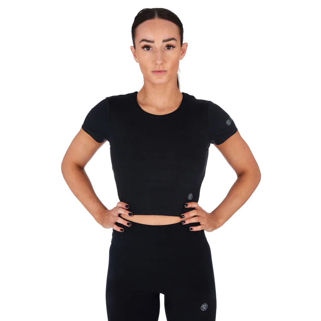 Ladies Fusion Cropped Training Top - Black