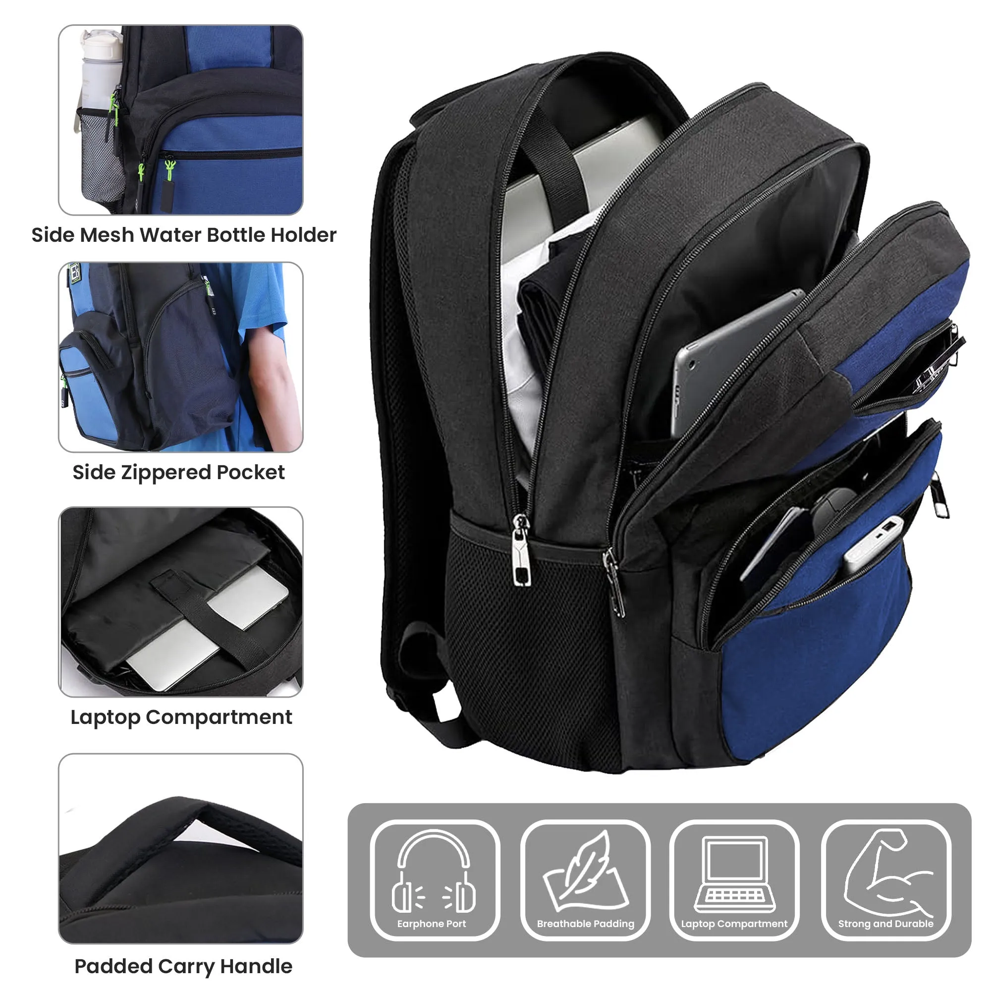 Laptop Backpack for Students - Navy Design