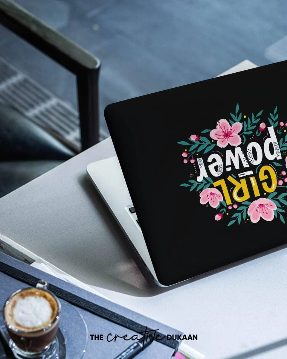 Laptop Skin For Girl With Black Background & Cute Text