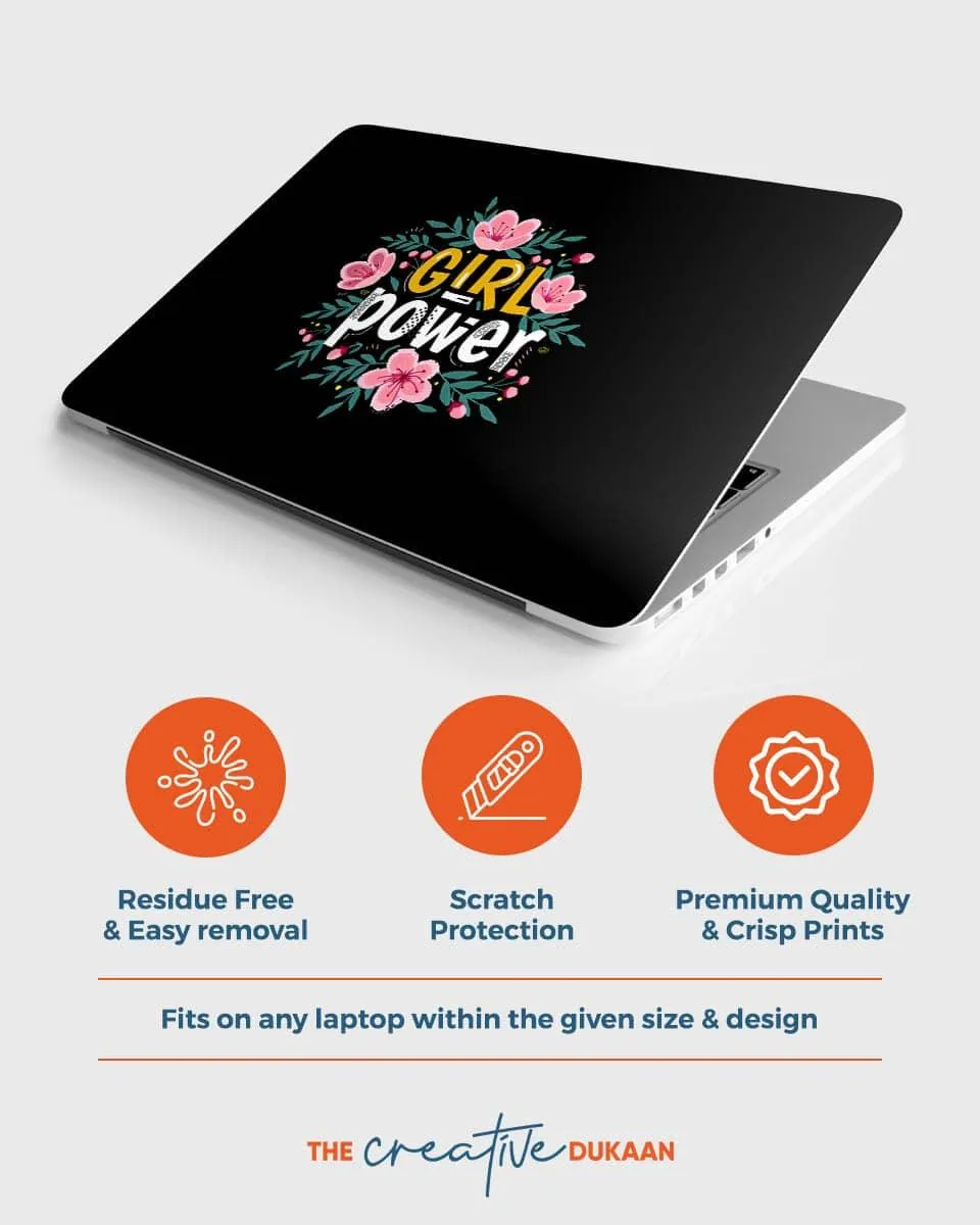 Laptop Skin For Girl With Black Background & Cute Text