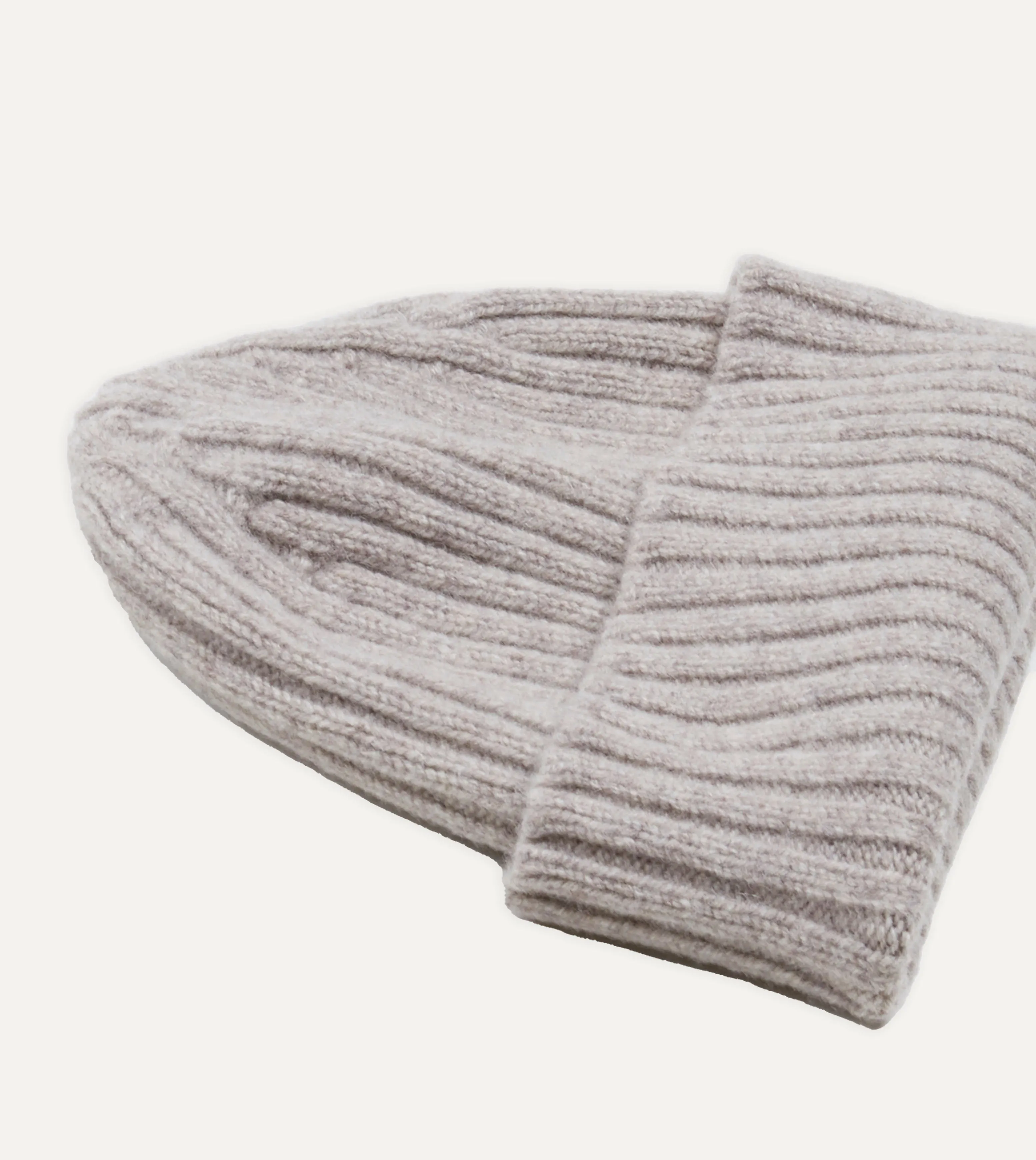 Light Grey Lambswool Ribbed Knit Cap