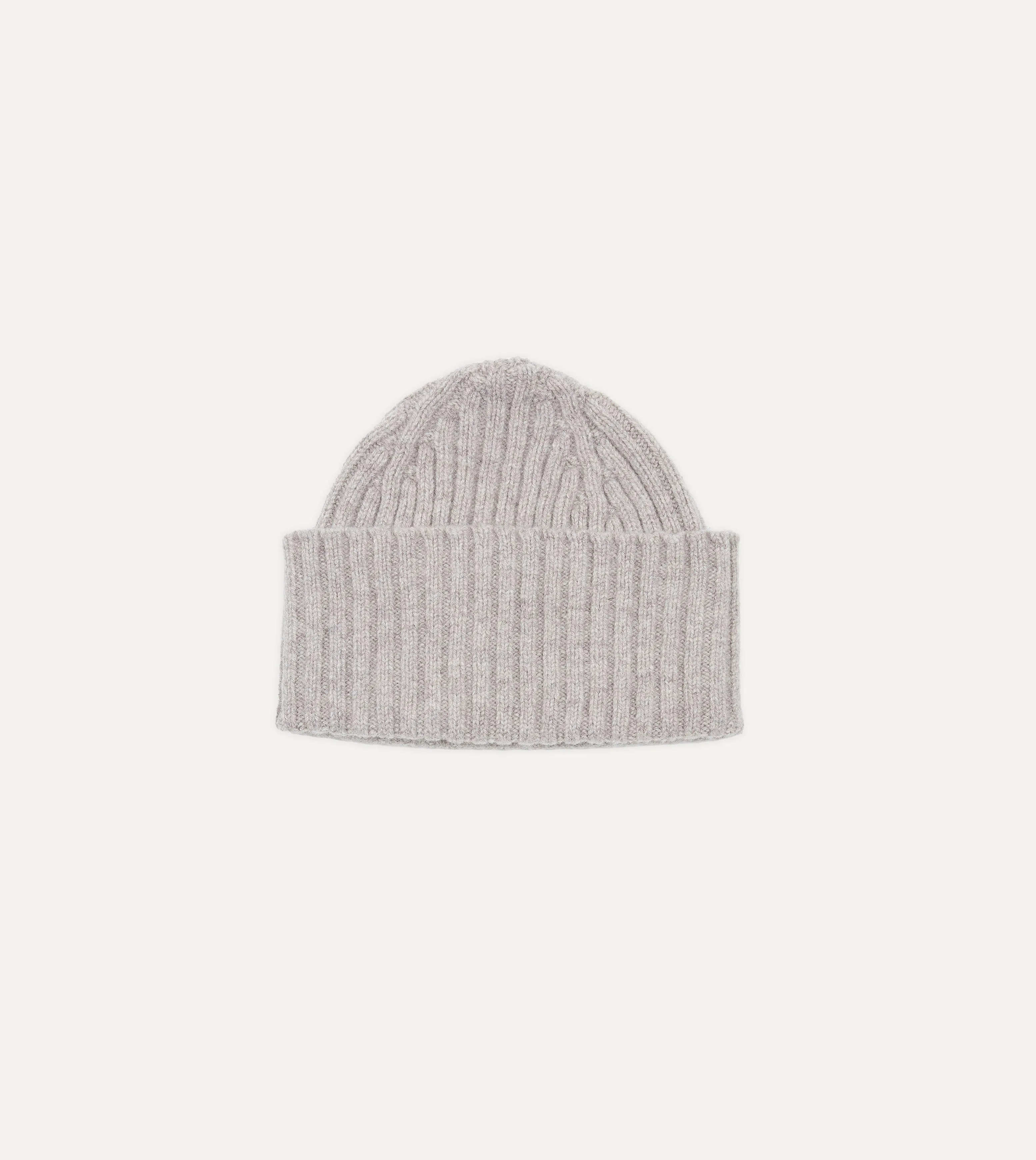 Light Grey Lambswool Ribbed Knit Cap